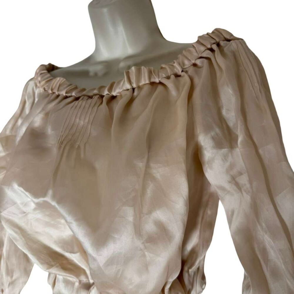 J Crew Collection Womens Pale Pink Off The Shoulder Crop Top Silk Lined sz 4 - Picture 14 of 16